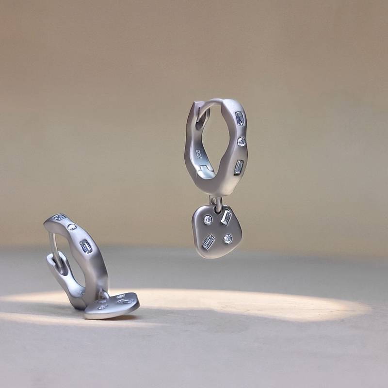 Luxury Organic Earrings With Baguette Charm